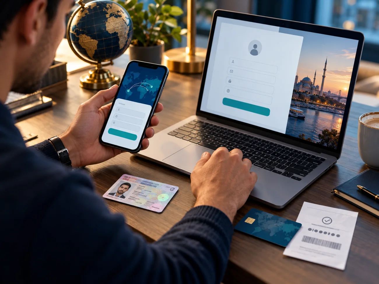 Customer preparing an international money transfer online